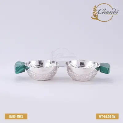 Chandi Royal Silver Bowl Set with Attached Plate
