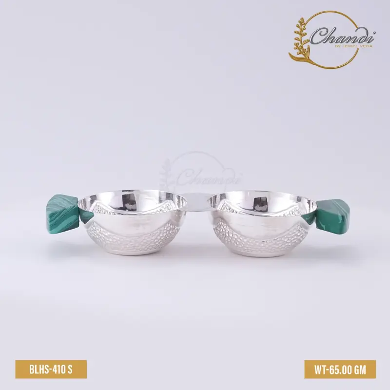 Chandi Royal Silver Bowl Set with Attached Plate